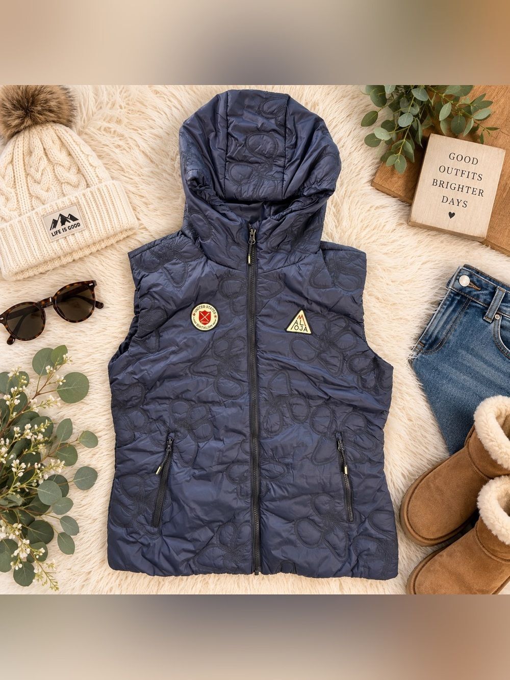 Maloja Quilted Hooded Puffer Vest US Biathlon Embroidered Size M